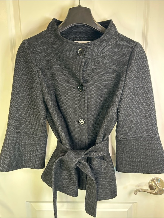 Trina Turk Jackets & Blazers - Trina Turk Black Textured Tie-Waist Trench Jacket‎